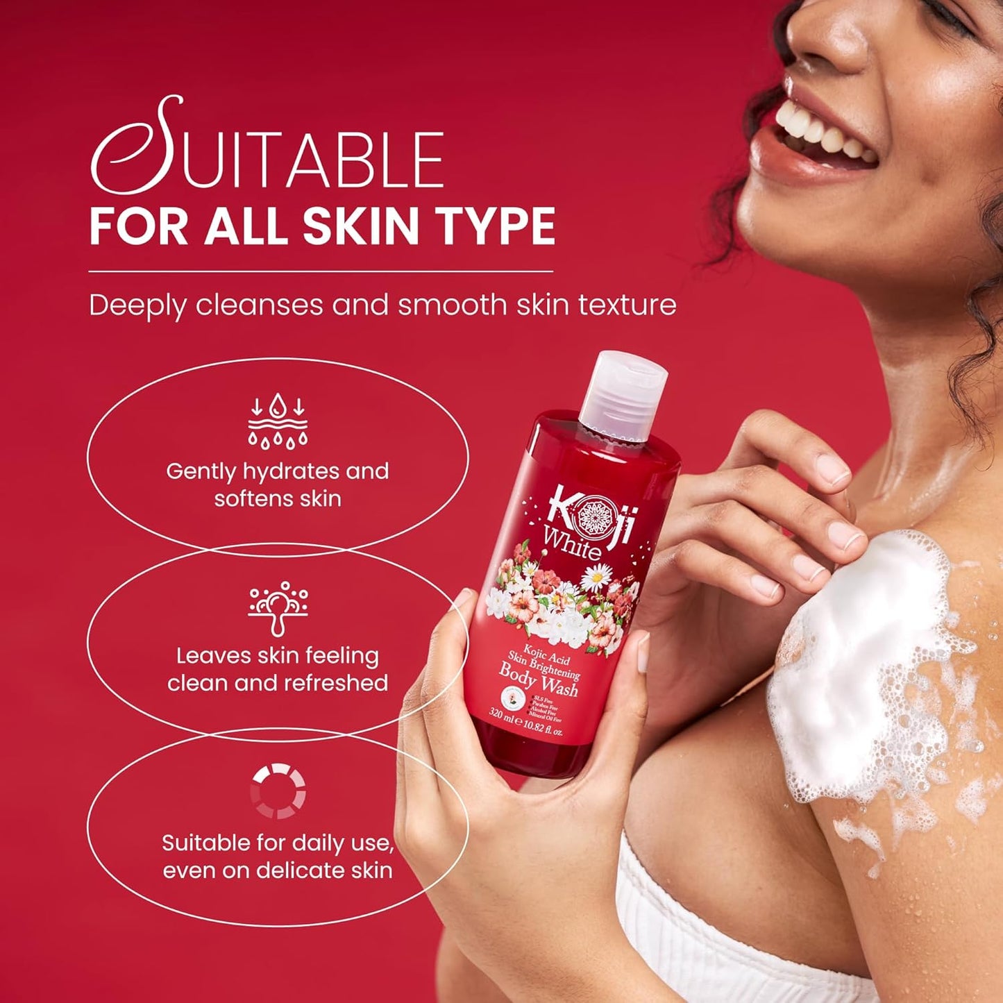 Koji White Kojic Acid Skin Brightening Body Wash 320 ml
