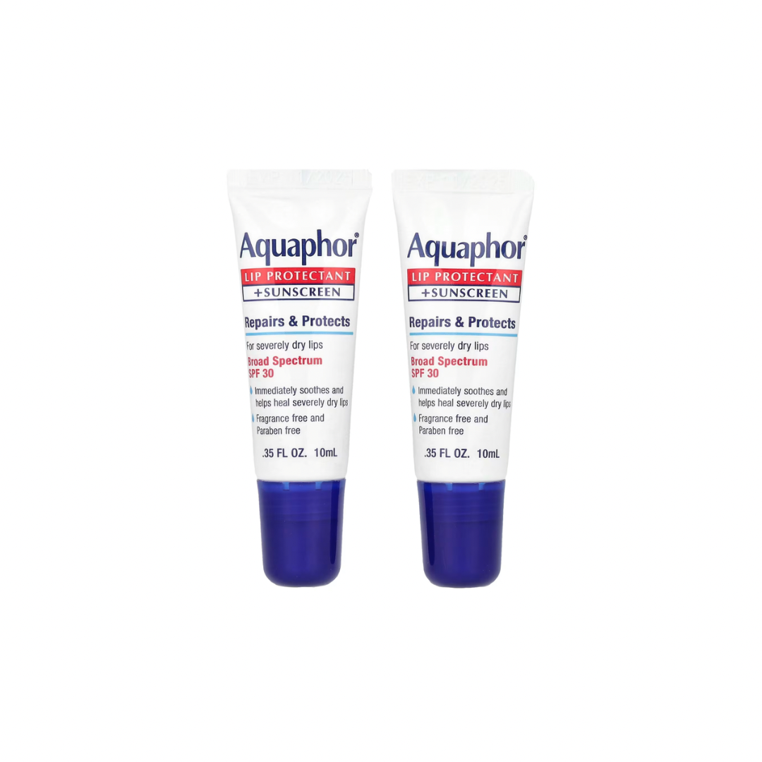 Aquaphor Lip Protectant + Sunscreen SPF 30 Fragrance Free 2 Tubes 10 ml Each