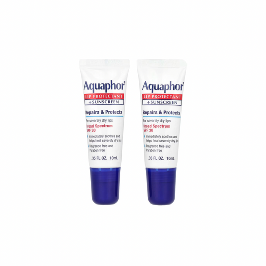Aquaphor Lip Protectant + Sunscreen SPF 30 Fragrance Free 2 Tubes 10 ml Each