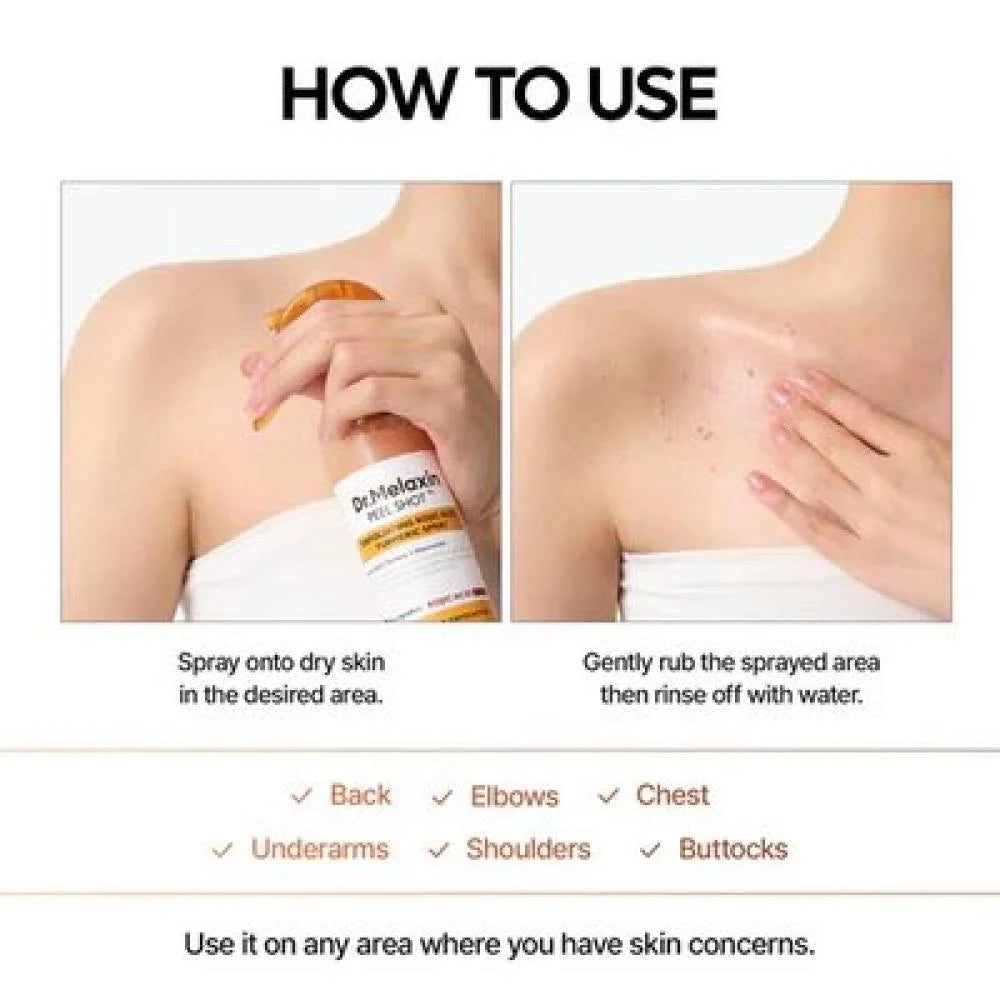 Dr. Melaxin Kojic Acid & Turmeric peeling  Body Scrub Spray 200ml