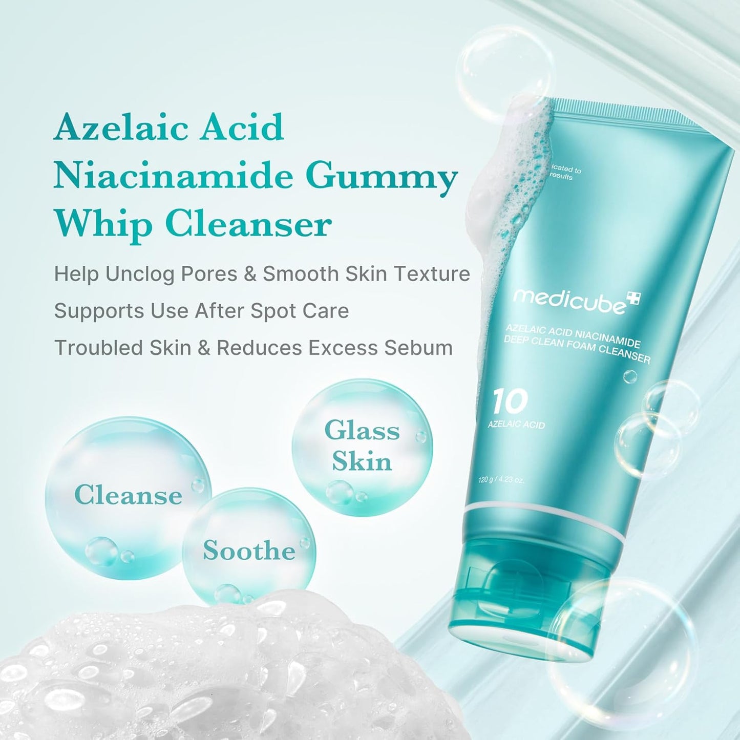 Medicube Azelaic Acid Niacinamide Deep Foam Cleanser 120g