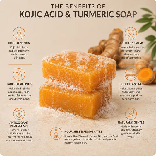 Artnaturals Kojic Acid & Turmeric Bar Soap + African Net 2 Bars (142 g) Each