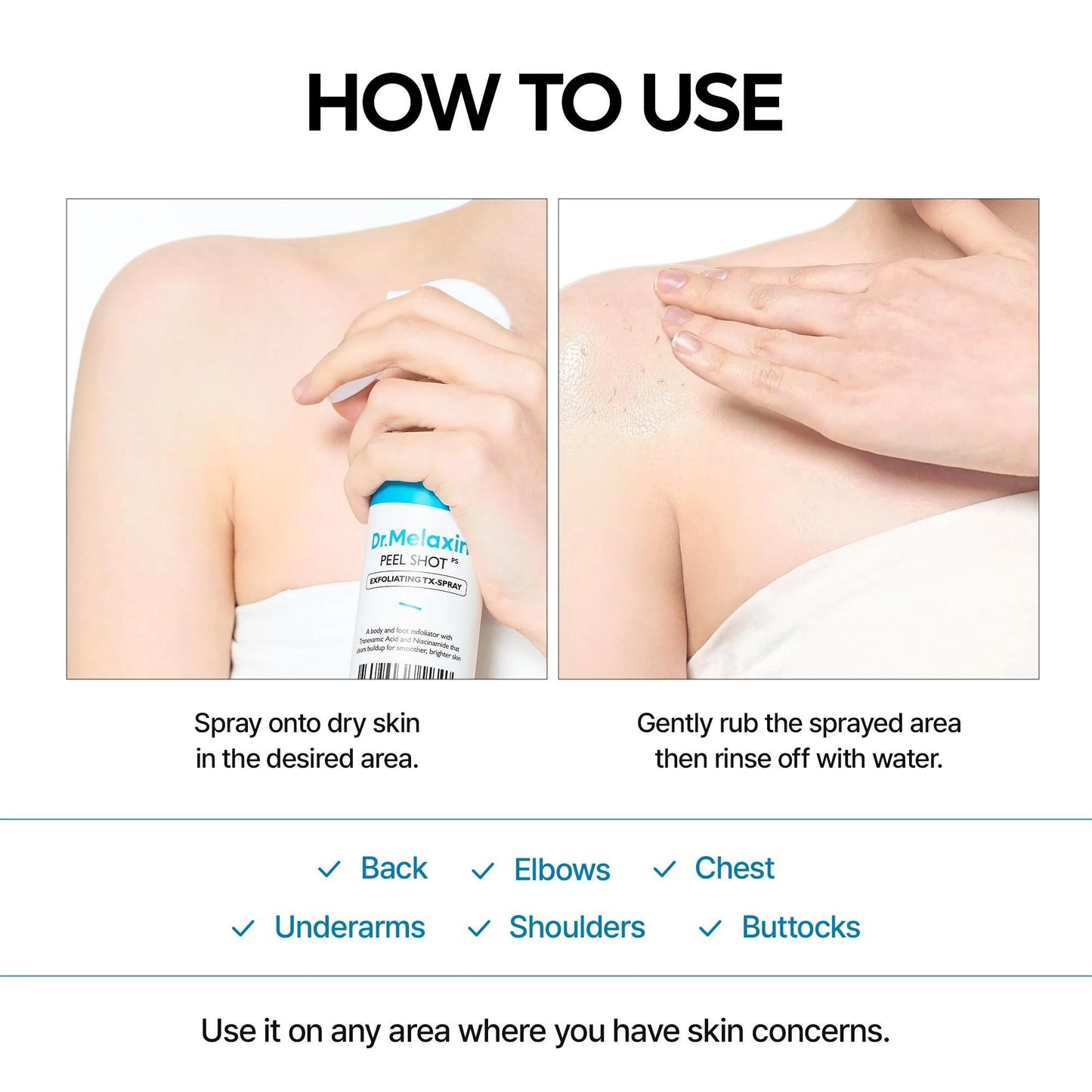 Dr . Melaxin Peel Shot Exfoliating TX Spray & Serum Full Size Set