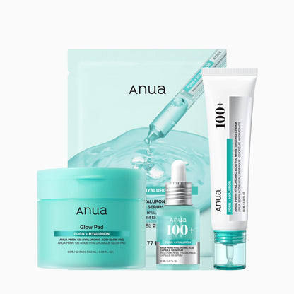 Anua , PDRN 100 Hyaluronic Acid Extra Glow set , Full size , 4 pcs