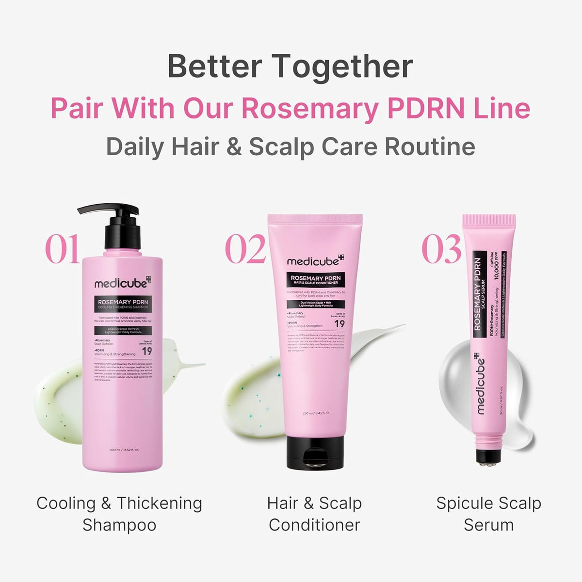 Medicube Rosemary PDRN Full Scalp Care Set of 3 (Shampoo, Conditioner, Scalp serum)