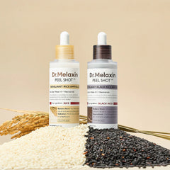 Dr.Melaxin Peel Shot Exfoliant Rice Ampoule (White rice & Black rice) full sized 80ml