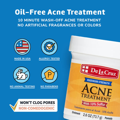 De La Cruz , Acne Treatment Ointment with 10% Sulfur, Maximum Strength , (73.7 g)