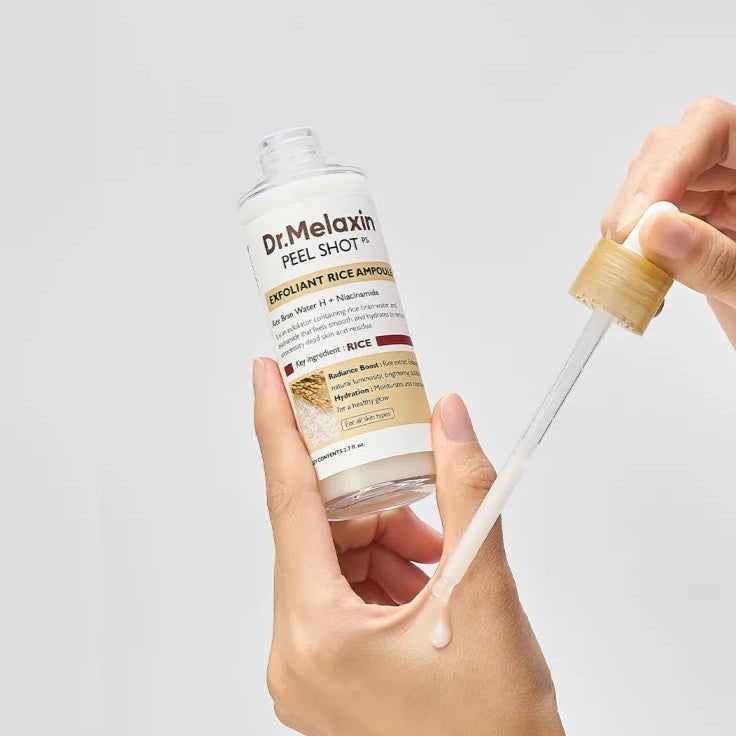 Dr.Melaxin Peel Shot Exfoliant Rice Ampoule (White rice & Black rice) full sized 80ml
