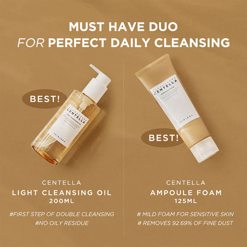 SKIN1004 , Cleansing Duo Madagascar Cetella Ampoule Foam + Centella Light Cleansing Oil , Full size
