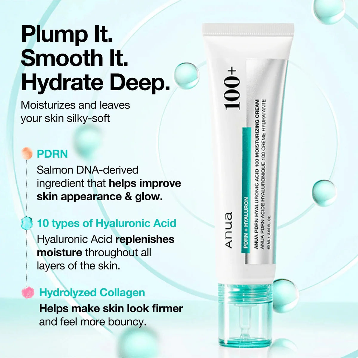 Anua , PDRN Hyaluronic Acid 100 Moisturizing Cream 60ml