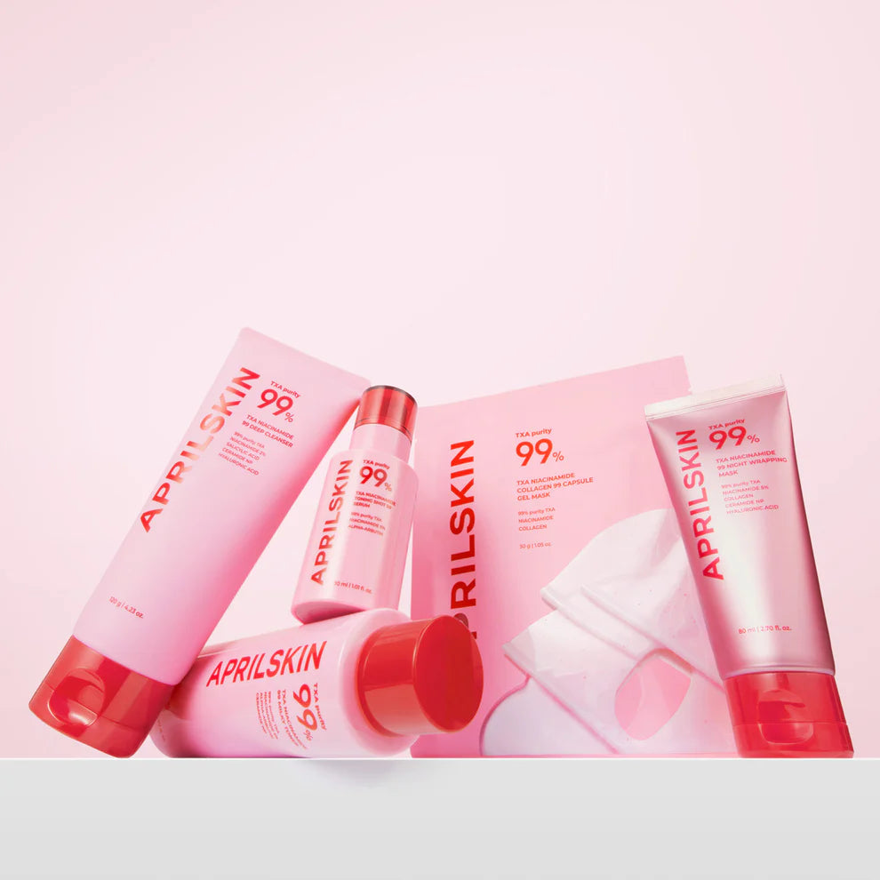TXA Pink Glow Skincare Set 5 products full sized