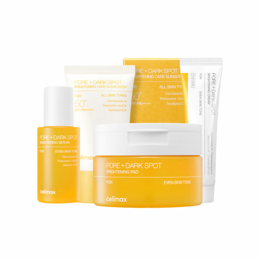Celimax Pore + Dark Spot Brightening Full line 4 full sized products (serum, toner pads, cream, sunscreen)