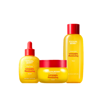 Eqqualberry GLOW FILTER vitamin 
illuminating routine (toner, serum & cream)