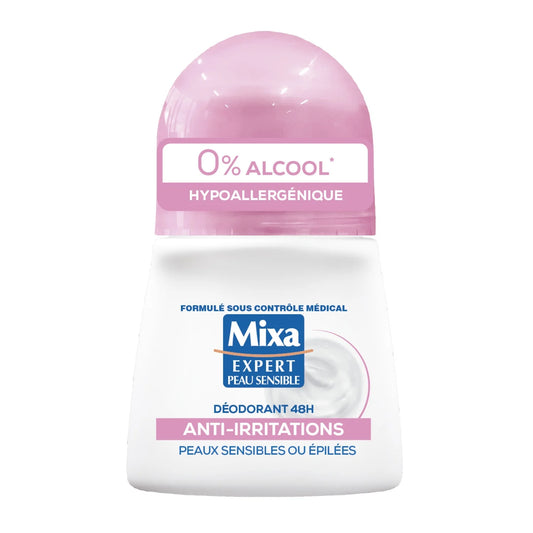 MIXA Anti-Irritation Roll-On Deodorant 48H, 0% Alcohol, for Sensitive Skin