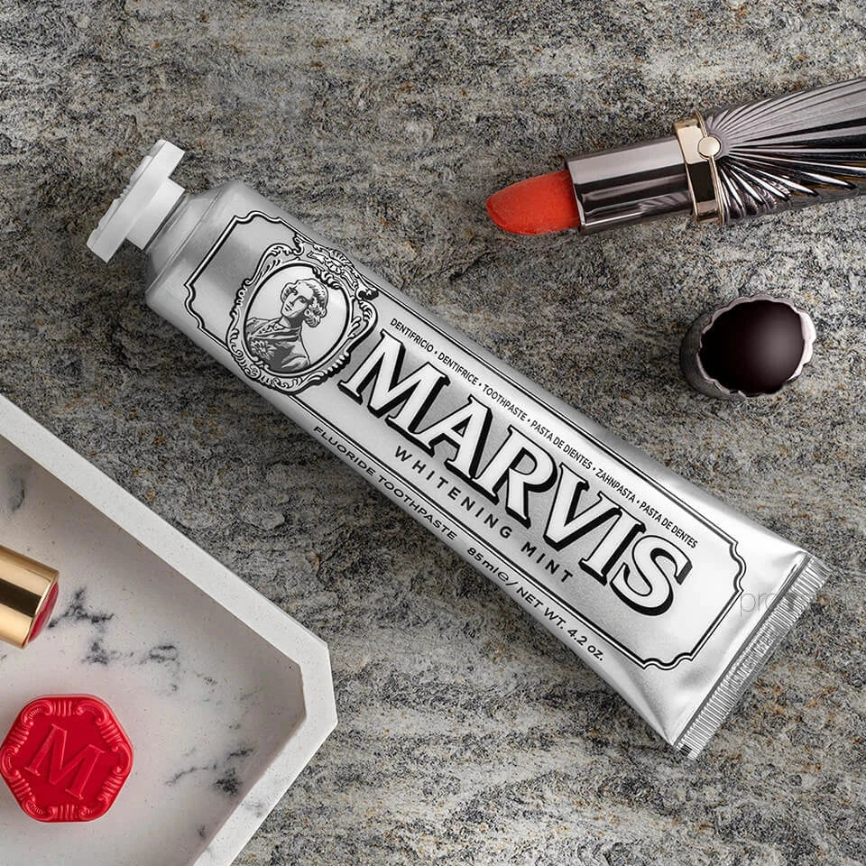 معجون الاسنان المبيض مارفس، بنكهه النعناع، خالي من الجلوتين، والفلورايد