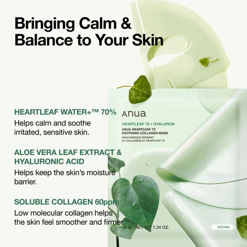 Anua Heartleaf 70 Soothing Collagen Mask 4 Sheet