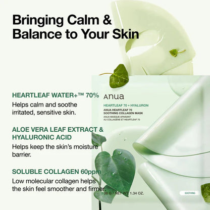 Anua Heartleaf 70 Soothing Collagen Mask 4 Sheet
