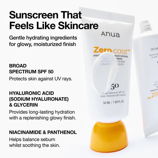 Anua Zero-cast SPF50 Moisturizing Finish Sunscreen 50ml