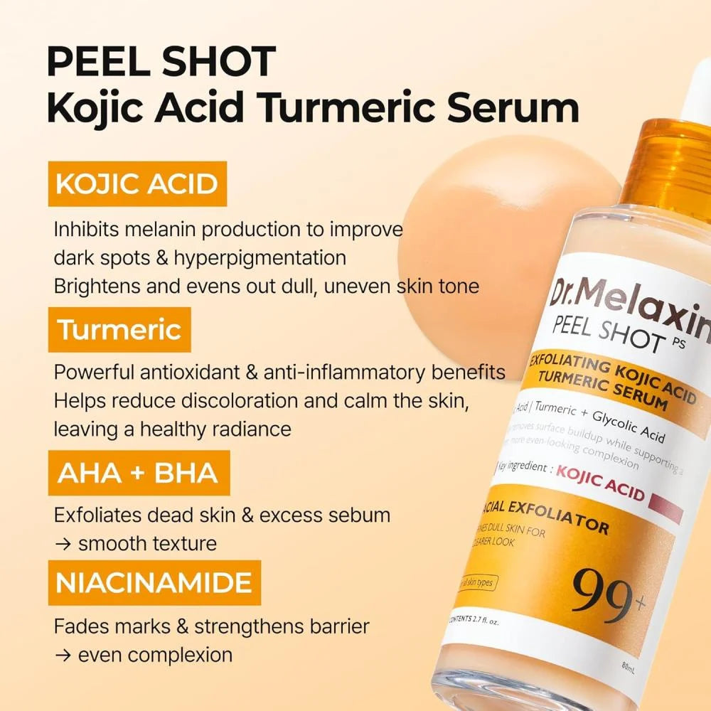 Dr. Melaxin Body & Face Peeling Shot Kojic Acid Turmeric (Set of 2)
