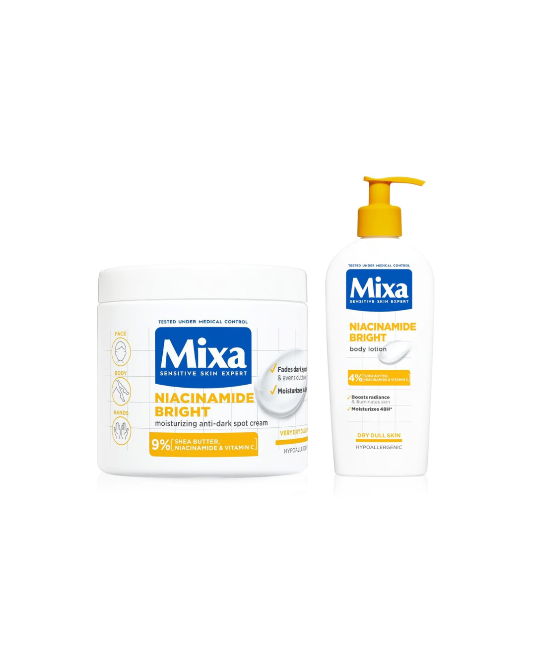 Mixa Niacinamide Bright Moisturizing Anti-Dark Spot Cream 400ml & Lotion 250ml